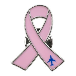 Airplane Pink Ribbon Pin - Breast Cancer Awareness Lapel Pin